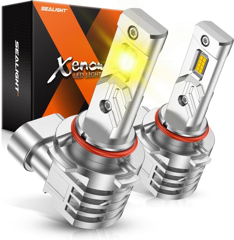 SEALIGHT H10 LED Fog Light Bulbs, 16000LM 3500K Amber Yellow Light 1000% Brightness, H10 9140 9145 Fog Lights LED Yellow, Strong Penetration, Plug and Play - Image 1
